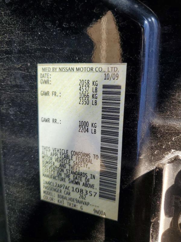 2010 Nissan Altima Hybrid მანქანა იყიდება აუქციონზე, vin: 1N4CL2AP7AC108357, აუქციონის ნომერი: 76471925