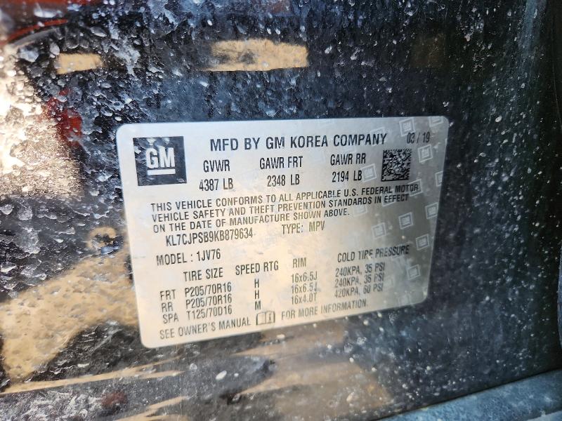 Продажа на аукционе авто 2019 Chevrolet Trax, vin: KL7CJPSB9KB879634, номер лота: 76803035