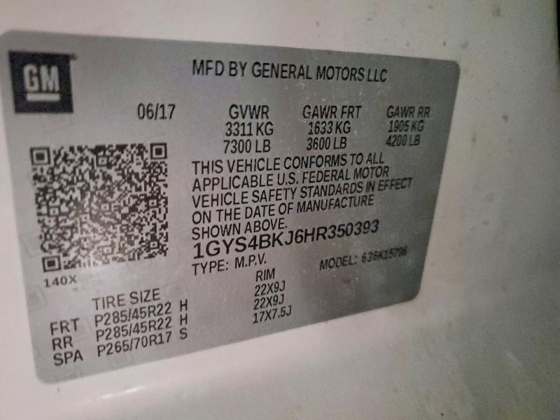 74573575 :رقم المزاد ، 1GYS4BKJ6HR350393 vin ، 2017 Cadillac Escalade مزاد بيع