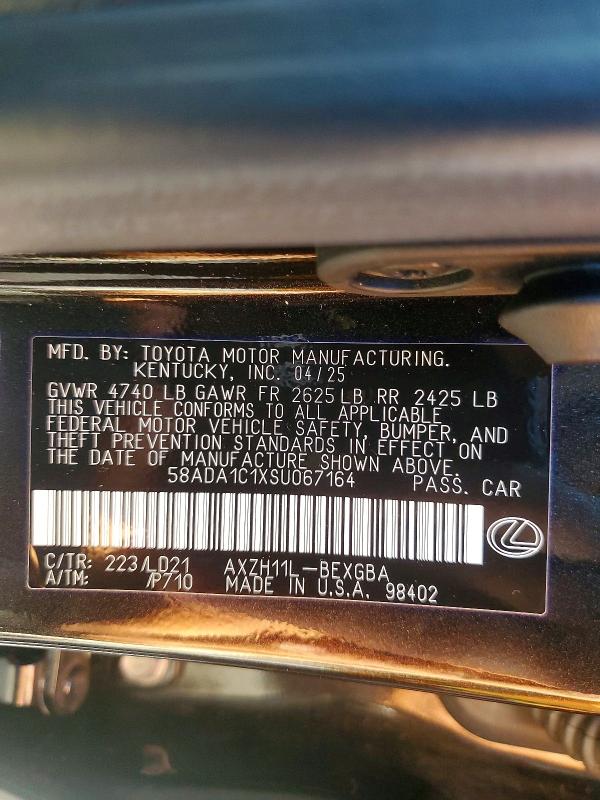 2025 Lexus Es 300h მანქანა იყიდება აუქციონზე, vin: 58ADA1C1XSU067164, აუქციონის ნომერი: 78807665