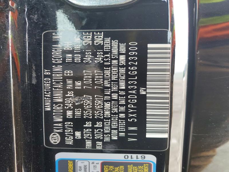 2020 Kia Sorento მანქანა იყიდება აუქციონზე, vin: 5XYPGDA33LG623900, აუქციონის ნომერი: 76360635