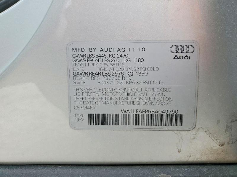 Продаж на аукціоні авто 2011 Audi Q5, vin: WA1LFAFP5BA049790, номер лоту: 76753255