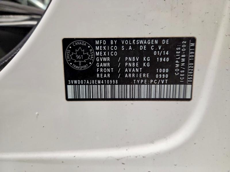 75816365 :رقم المزاد ، 3VWD07AJ8EM410998 vin ، 2014 Volkswagen Jetta مزاد بيع