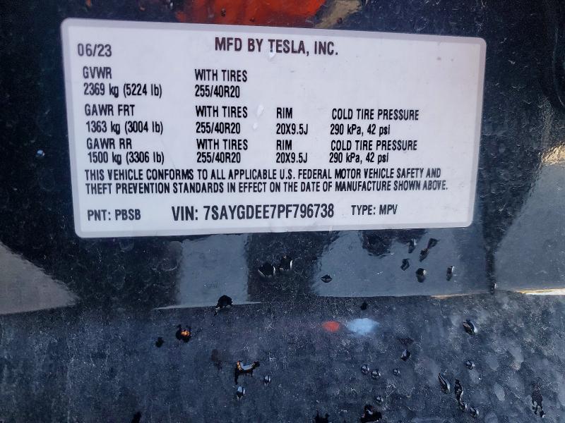 77868975 :رقم المزاد ، 7SAYGDEE7PF796738 vin ، 2023 Tesla Model Y مزاد بيع
