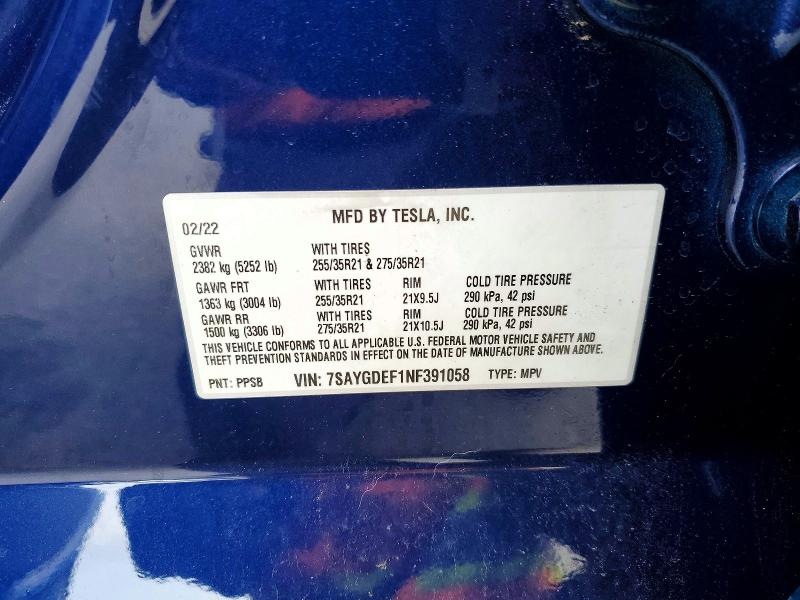 Продаж на аукціоні авто 2022 Tesla Model Y, vin: 7SAYGDEF1NF391058, номер лоту: 76724435