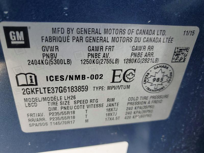 2016 Gmc Terrain მანქანა იყიდება აუქციონზე, vin: 2GKFLTE37G6183859, აუქციონის ნომერი: 78415855