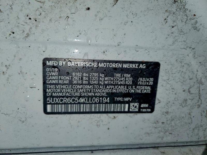 Продаж на аукціоні авто 2019 Bmw X5, vin: 5UXCR6C54KLL06194, номер лоту: 77695435
