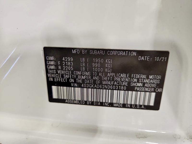 Aukcja sprzedaży 2022 Subaru Impreza, vin: 4S3GKAD62N3603180, numer aukcji: 78698025