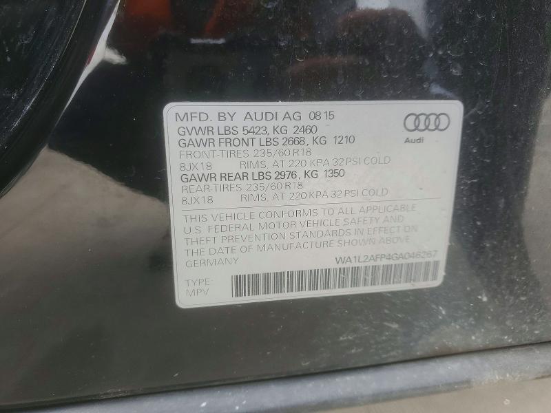Aukcja sprzedaży 2016 Audi Q5, vin: WA1L2AFP4GA046267, numer aukcji: 77809655