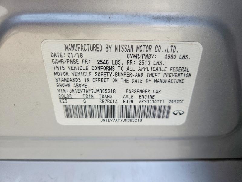Aukcja sprzedaży 2018 Infiniti Q50, vin: JN1EV7AP7JM365218, numer aukcji: 78856735