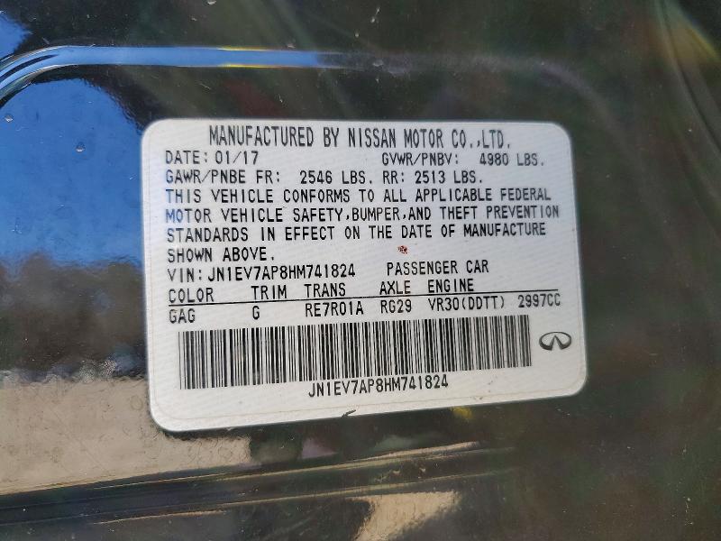Продаж на аукціоні авто 2017 Infiniti Q50, vin: JN1EV7AP8HM741824, номер лоту: 78614055