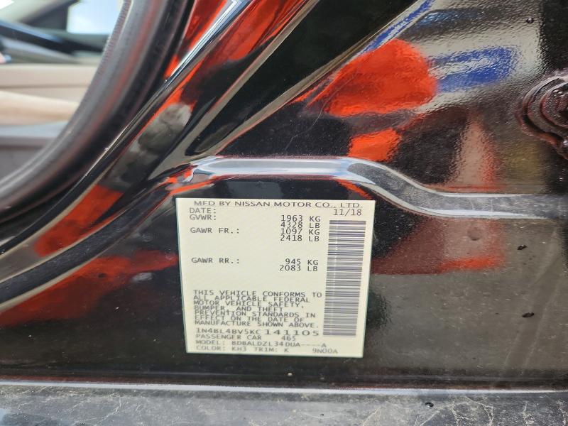 Aukcja sprzedaży 2019 Nissan Altima, vin: 1N4BL4BV5KC141105, numer aukcji: 78188785
