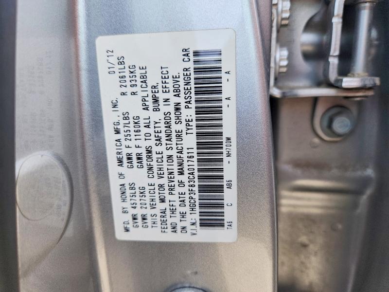 Aukcja sprzedaży 2012 Honda Accord, vin: 1HGCP3F83CA017611, numer aukcji: 79111875