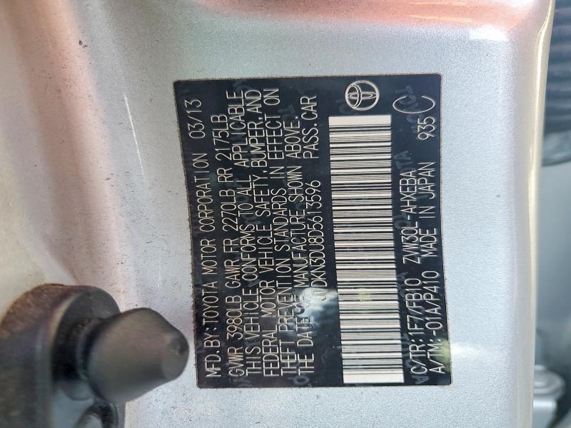 76250165 :رقم المزاد ، JTDKN3DU8D5613596 vin ، 2013 Toyota Prius مزاد بيع