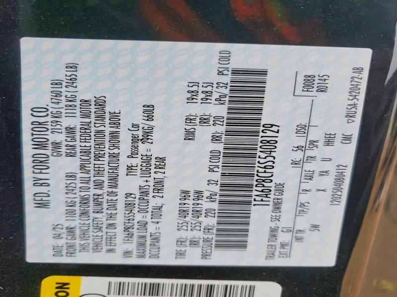 Продаж на аукціоні авто 2025 Ford Mustang, vin: 1FA6P8CF6S5408129, номер лоту: 77025715