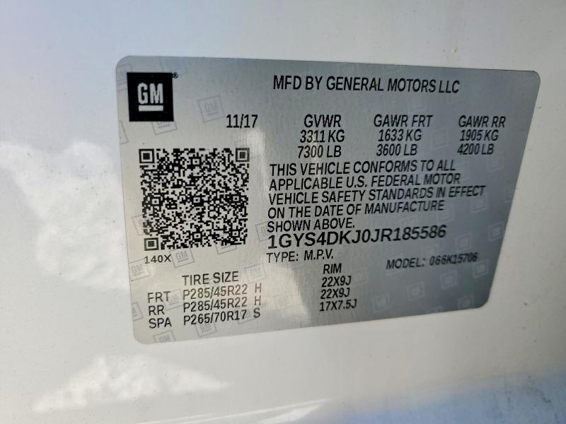 77145965 :رقم المزاد ، 1GYS4DKJ0JR185586 vin ، 2018 Cadillac Escalade مزاد بيع