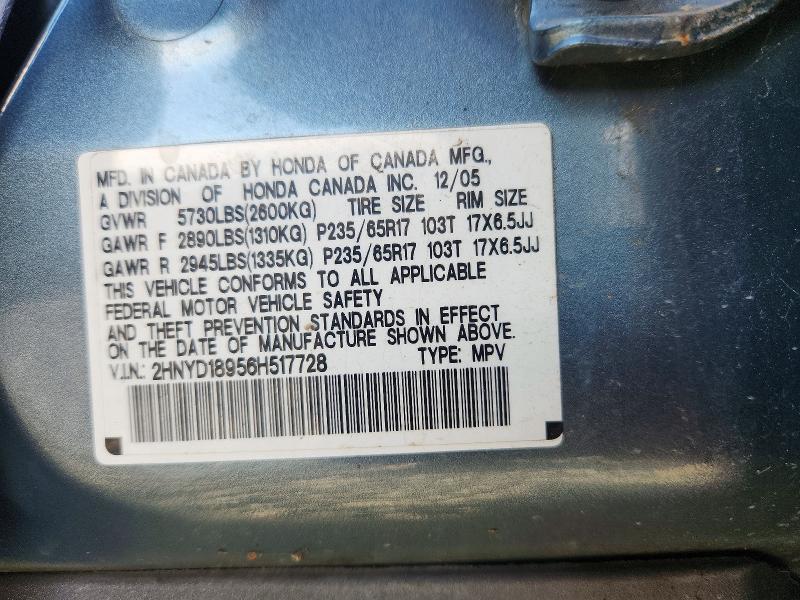 Aukcja sprzedaży 2006 Acura Mdx Tourin, vin: 2HNYD18956H517728, numer aukcji: 76043025