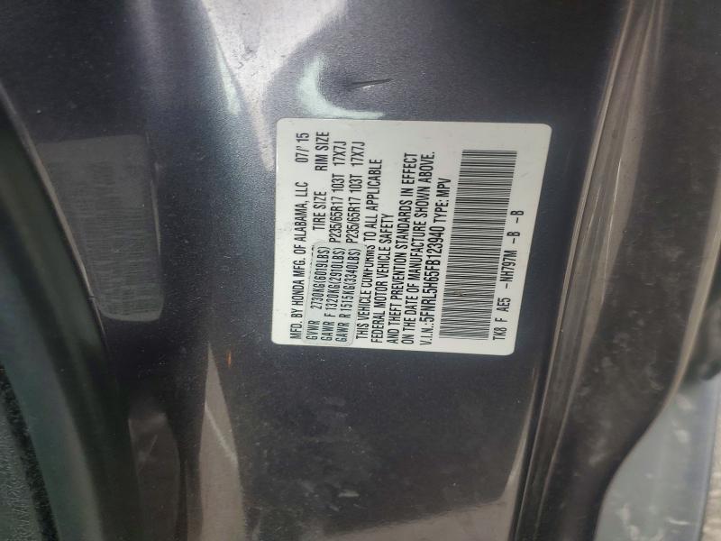Aukcja sprzedaży 2015 Honda Odyssey, vin: 5FNRL5H65FB123940, numer aukcji: 78224925