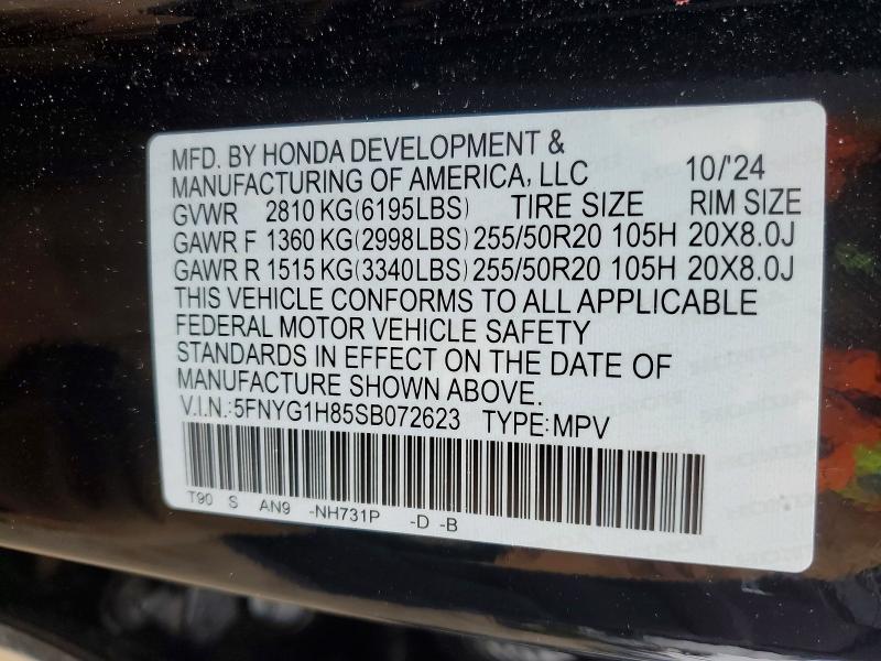 Продаж на аукціоні авто 2025 Honda Pilot, vin: 5FNYG1H85SB072623, номер лоту: 76889235