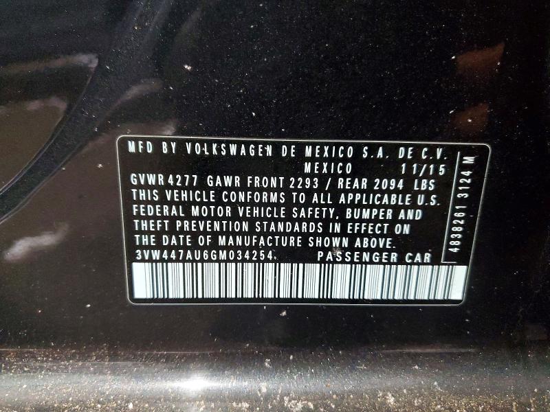 75993305 :رقم المزاد ، 3VW447AU6GM034254 vin ، 2016 Volkswagen Gti مزاد بيع