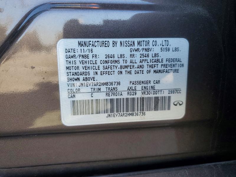 Продаж на аукціоні авто 2017 Infiniti Q50, vin: JN1EV7AR2HM836736, номер лоту: 77244795