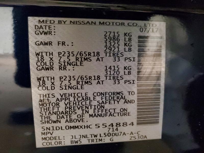 Aukcja sprzedaży 2017 Infiniti Qx60, vin: 5N1DL0MMXHC554884, numer aukcji: 78339005