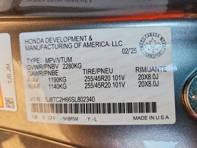 Продаж на аукціоні авто 2025 Acura Rdx, vin: 5J8TC2H66SL802340, номер лоту: 78756995