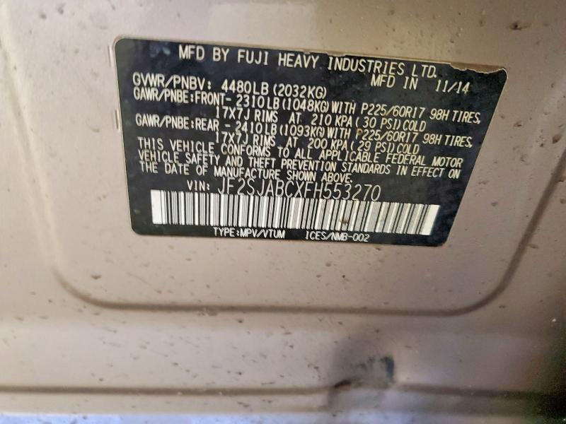 Aukcja sprzedaży 2015 Subaru Forester, vin: JF2SJABCXFH553270, numer aukcji: 52678426