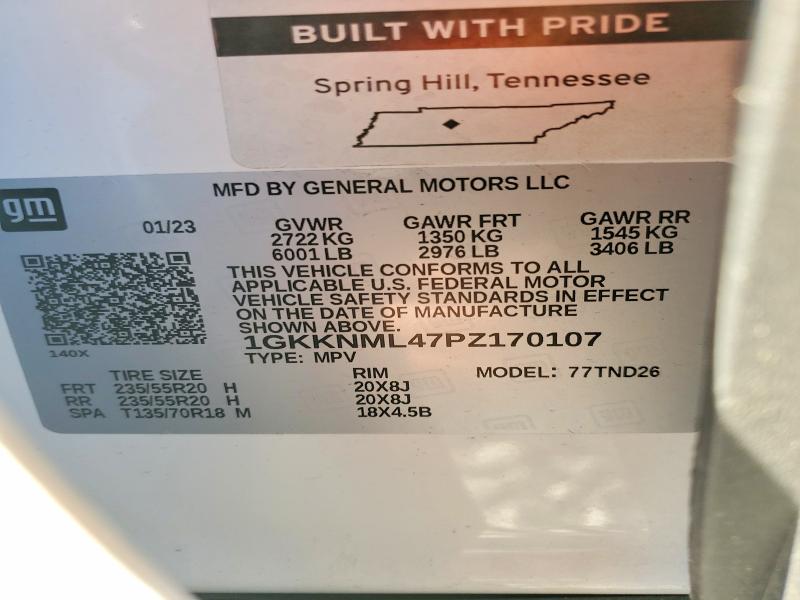 75806315 :رقم المزاد ، 1GKKNML47PZ170107 vin ، 2023 Gmc Acadia مزاد بيع