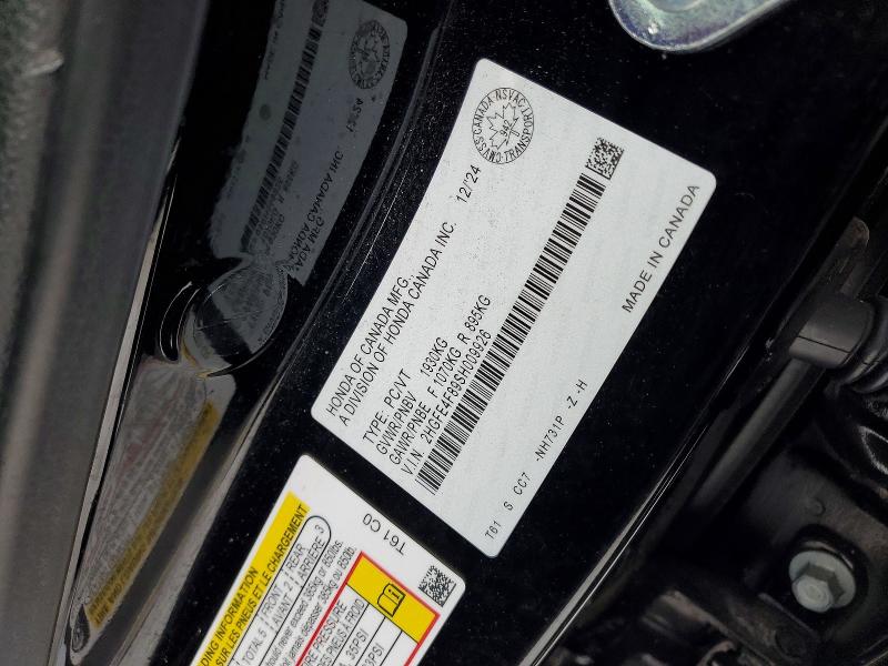 Aukcja sprzedaży 2025 Honda Civic, vin: 2HGFE4F89SH009926, numer aukcji: 76529375