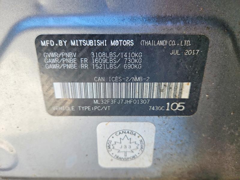 74664205 :رقم المزاد ، ML32F3FJ7JHF01307 vin ، 2018 Mitsubishi Mirage مزاد بيع