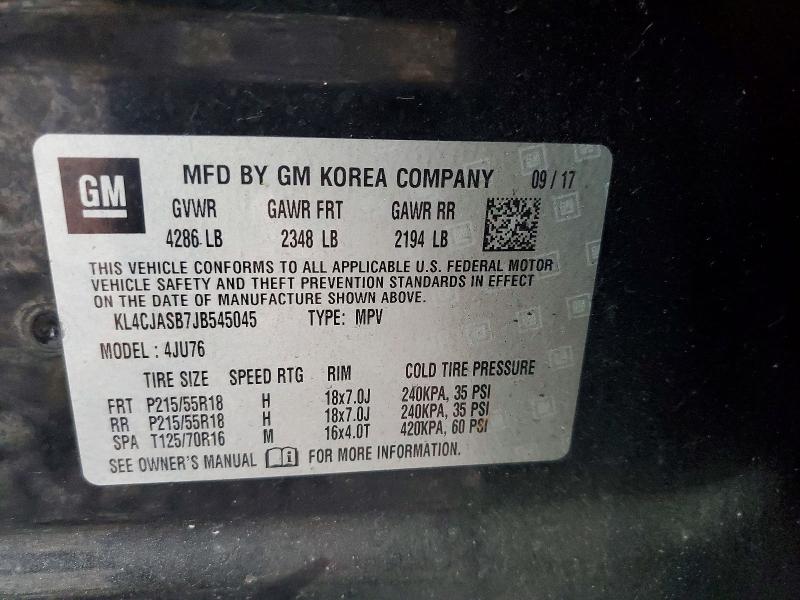 Продаж на аукціоні авто 2018 Buick Encore, vin: KL4CJASB7JB545045, номер лоту: 77396245