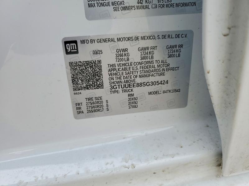 Aukcja sprzedaży 2025 Gmc Sierra, vin: 3GTUUEE88SG305424, numer aukcji: 77150555