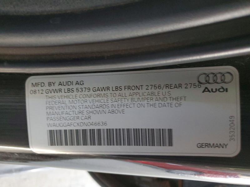 78322305 :رقم المزاد ، WAUGGAFCXDN046636 vin ، 2013 Audi A6 مزاد بيع