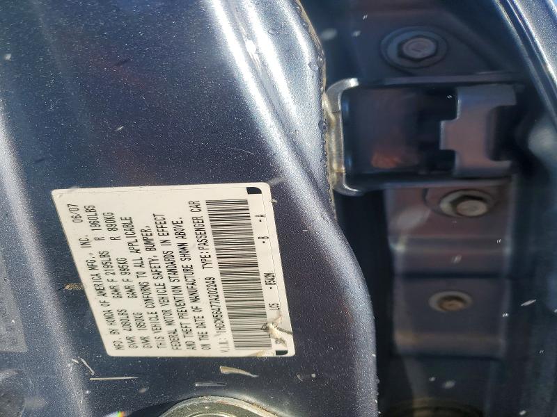 Aukcja sprzedaży 2007 Honda Accord, vin: 1HGCM56477A202249, numer aukcji: 75347605