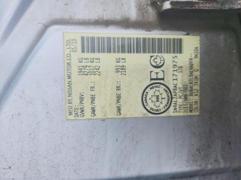 Продажа на аукционе авто 2010 Nissan Altima, vin: 1N4AL2AP8AC171975, номер лота: 75929985