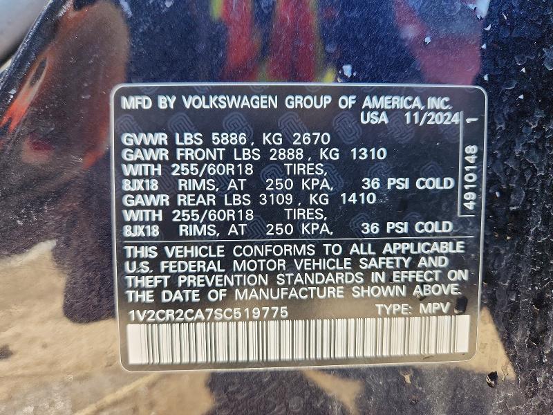 Продажа на аукционе авто 2025 Volkswagen Atlas, vin: 1V2CR2CA7SC519775, номер лота: 77799735