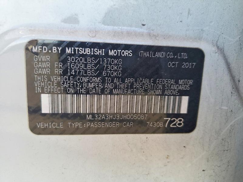 Продаж на аукціоні авто 2018 Mitsubishi Mirage, vin: ML32A3HJ3JH005087, номер лоту: 79547185