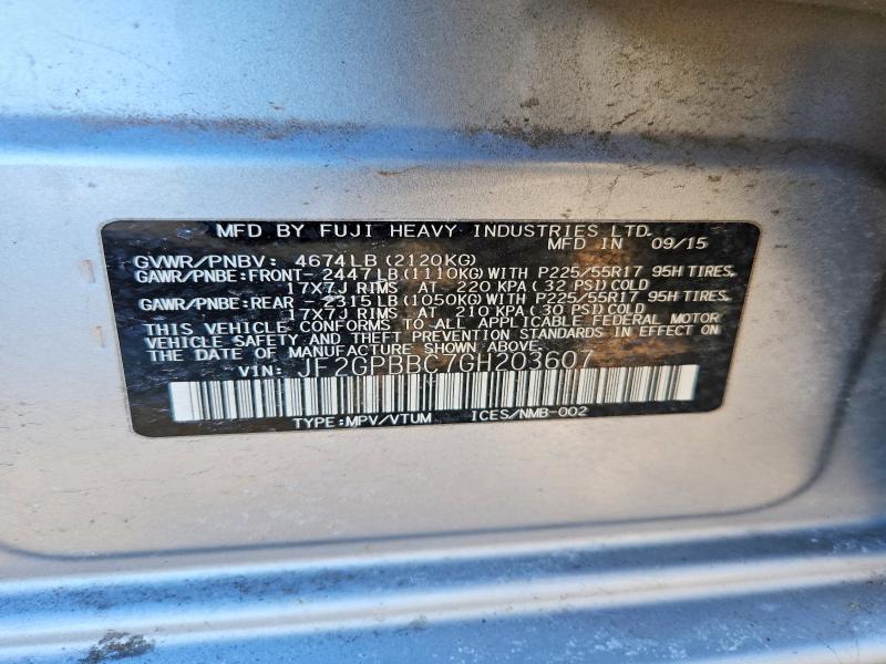 2016 Subaru Crosstrek მანქანა იყიდება აუქციონზე, vin: JF2GPBBC7GH203607, აუქციონის ნომერი: 75679395