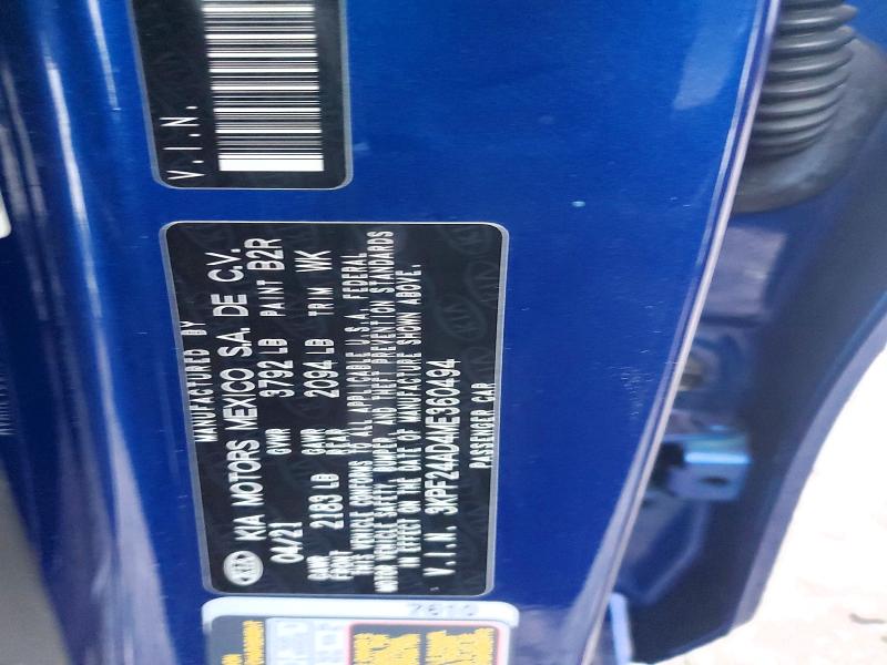 Aukcja sprzedaży 2021 Kia Forte, vin: 3KPF24AD4ME360494, numer aukcji: 75643885