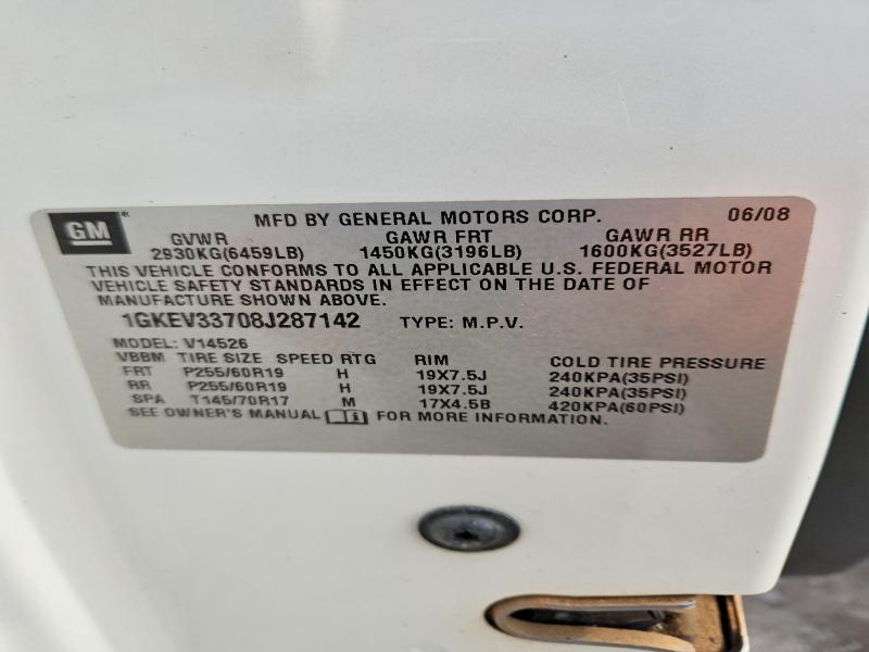 Aukcja sprzedaży 2008 Gmc Acadia, vin: 1GKEV33708J287142, numer aukcji: 78549175