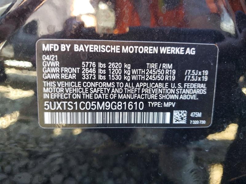75219755 :رقم المزاد ، 5UXTS1C05M9G81610 vin ، 2021 Bmw X3 مزاد بيع