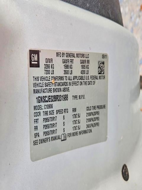 2011 Chevrolet Suburban მანქანა იყიდება აუქციონზე, vin: 1GNSCJE02BR331988, აუქციონის ნომერი: 52389856
