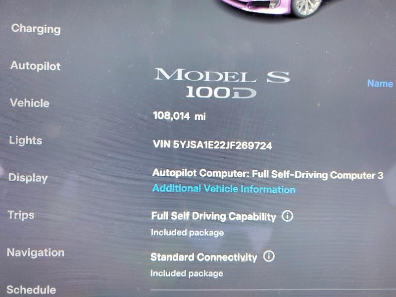 Продаж на аукціоні авто 2018 Tesla Model S, vin: 5YJSA1E22JF269724, номер лоту: 76792605