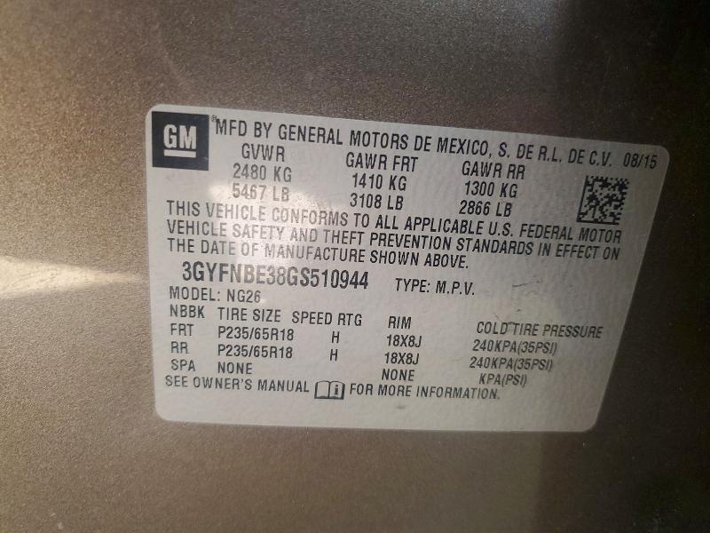 Aukcja sprzedaży 2016 Cadillac Srx, vin: 3GYFNBE38GS510944, numer aukcji: 77733155