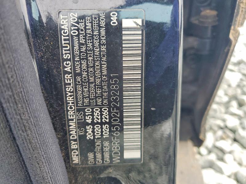Продаж на аукціоні авто 2002 Mercedes-benz C, vin: WDBRF65J02F232851, номер лоту: 74436235