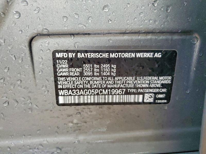 77280045 :رقم المزاد ، WBA33AG05PCM19967 vin ، 2023 Bmw 530xe مزاد بيع