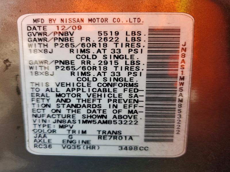 Продаж на аукціоні авто 2010 Infiniti Fx35, vin: JN8AS1MW5AM853222, номер лоту: 78920485