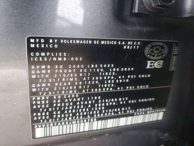 Aukcja sprzedaży 2018 Volkswagen Tiguan, vin: 3VV2B7AX3JM006785, numer aukcji: 77484735