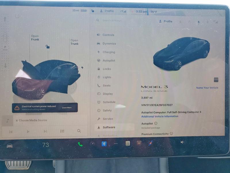 2025 Tesla Model 3 მანქანა იყიდება აუქციონზე, vin: 5YJ3E1EA2SF037027, აუქციონის ნომერი: 75991835